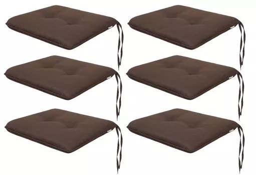 Мягкая подушка на стул для гостиной, кухни, столовой, толстая подушка для садового стула, подушка для сиденья для дома и на открытом воздухе — набор из 6 штук 50x43 см — односторонние — белые цветы Sales Core, коричневый