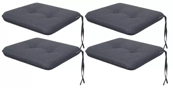 Мягкая подушка на стул для гостиной, кухни, столовой, толстая подушка для садового стула, подушка для сиденья для домашнего и наружного использования — набор из 4 штук 50x43 см — двусторонний — черный Sales Core, синий