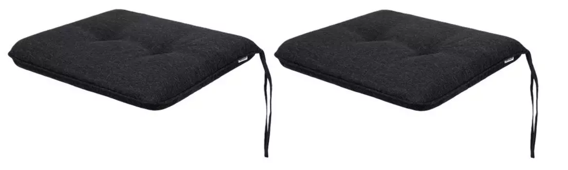 Мягкая подушка на стул для гостиной, кухни, столовой, толстая подушка для садового стула, подушка для сиденья для домашнего и наружного использования — набор из 2 штук 50x43 см — односторонние — графит Sales Core, черный