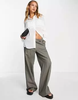 Мягкая рубашка цвета слоновой кости с рюшами спереди ASOS DESIGN