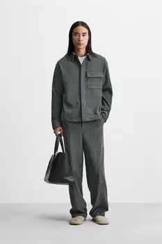 Мягкая рубашка ZARA, антрацитово-серый