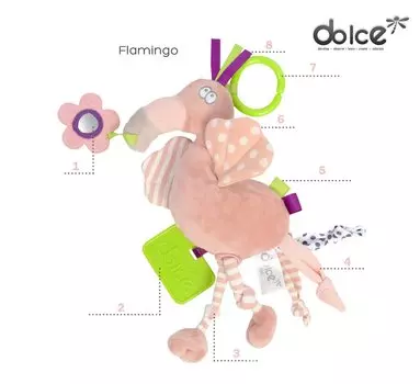 Мягкая сенсорная игрушка Flamingo Mia, ножка - Dolce Toys