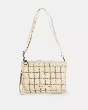 Мягкая сумка через плечо с фирменными деталями Caminatta, бежевый