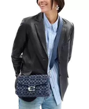 Мягкая сумка через плечо Soft Tabby Small в фирменном дениме COACH, синий