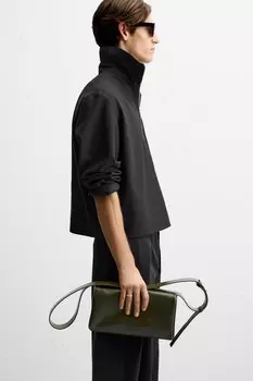 Мягкая сумка через плечо ZARA, зеленый