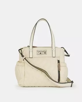 Мягкая сумка-шопер среднего размера с боковыми карманами бежевого цвета Caminatta, бежевый