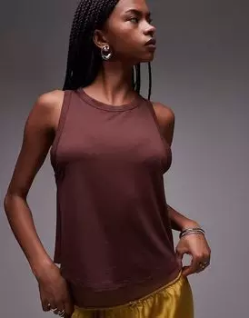 Мягкая свободная майка Topshop коричневого цвета