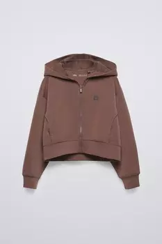 Мягкая тканя толстовка ZARA, коричневый