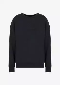 Мягкая толстовка с интерлоком и круглым вырезом с логотипом Armani Exchange, черный