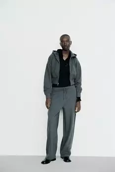 Мягкая толстовка с капюшоном ZARA, темно-серый