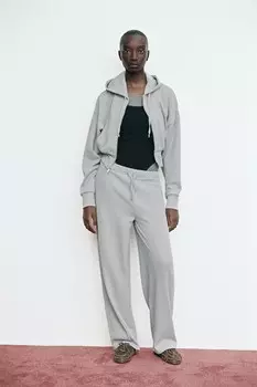 Мягкая толстовка с капюшоном ZARA, жемчужно-серый
