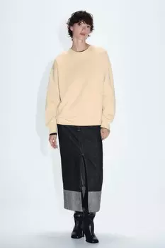 Мягкая тяжелая хлопковая толстовка ZARA, бежевый