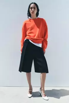 Мягкая тяжелая хлопковая толстовка ZARA, ярко-красный