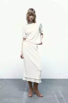 Мягкая юбка ZARA, экру
