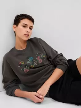Мягкая укороченная толстовка с логотипом vintage vintage Gap, черный