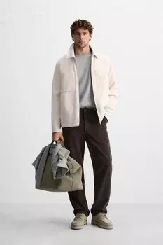 Мягкая верхняя рубашка с карманами ZARA, бежевый