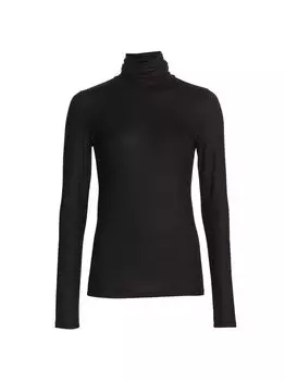 Мягкая водолазка с эффектом металлик Majestic Filatures, черный