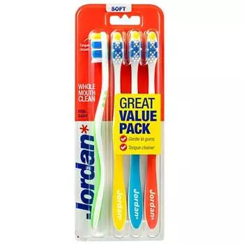 Мягкая зубная щетка, 4 шт. Jordan, Total Clean