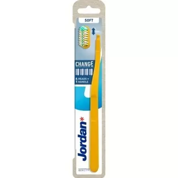 Мягкая зубная щетка Jordan Change с 4 сменными насадками — разные цвета, Orkla