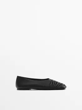 Мягкие балетки со сборками Massimo Dutti, черный