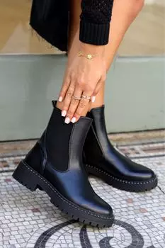 Мягкие ботинки Andrea Chelsea с серебряными заклепками на подошве Linzi, черный