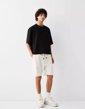 Мягкие брюки-бермуды для бега Bershka, белый