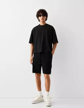 Мягкие брюки-бермуды для бега Bershka, черный