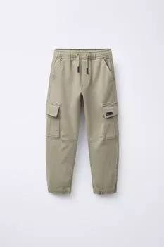 Мягкие брюки для бега трусцой карго ZARA, цвет Taupe grey