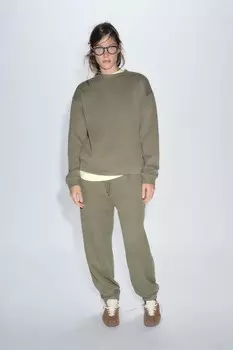 Мягкие брюки для спорта ZARA, светлый хаки