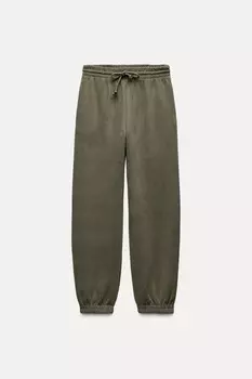 Мягкие брюки для спорта ZARA, светлый хаки