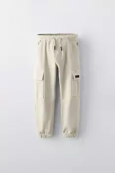 Мягкие брюки карго ZARA, экрю