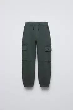 Мягкие брюки карго ZARA, изумруд