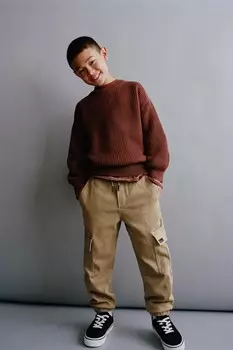 Мягкие брюки карго ZARA, охра