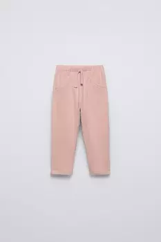 Мягкие брюки с карманами ZARA, пастельно-розовый