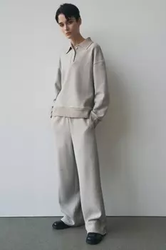 Мягкие брюки ZARA, бежевый мергель