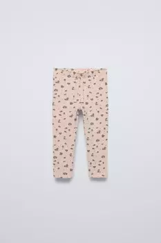 Мягкие цветочные леггинсы ZARA, песочный