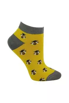 Мягкие дышащие низкие носки из бамбука с милым животным рисунком Miss Sparrow, желтый