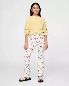 Мягкие и эластичные трикотажные расклешенные леггинсы с эластичным поясом для девочек Gap, белый