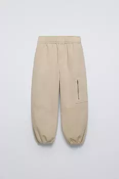 Мягкие качественные эластичные брюки ZARA, светло-бежевый