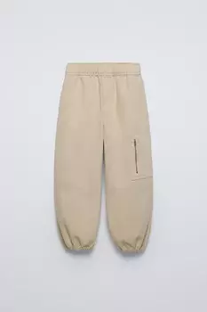 Мягкие качественные эластичные брюки ZARA, светло-бежевый