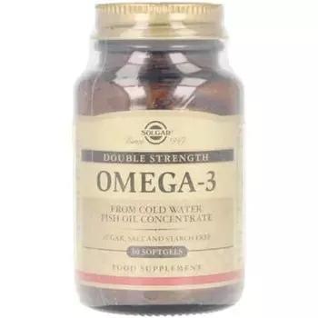 Мягкие капсулы Omega-3 Double Strength, 30 штук — Оптимальная чистая и эффективная форма EPA/DHA для здоровья сердца, мозга и глаз — Без глютена Solgar