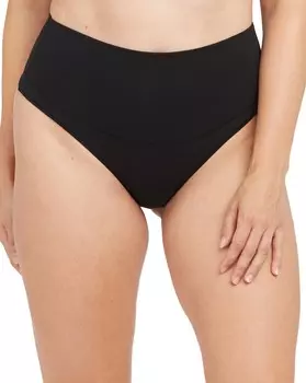 Мягкие компрессионные хлопковые стринги Spanx, черный