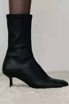 Мягкие кожаные ботинки ZARA, черный