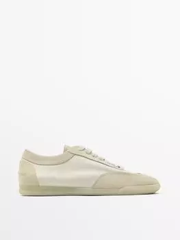 Мягкие кожаные кроссовки Massimo Dutti, белый
