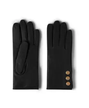 Мягкие кожаные перчатки с золотыми пуговицами. Busnel, черный