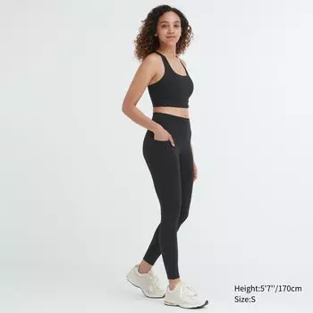 Мягкие леггинсы AIRism с защитой от ультрафиолета (с карманами) Uniqlo, черный