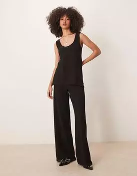 Мягкие на ощупь брюки широкого кроя ASOS DESIGN черного цвета