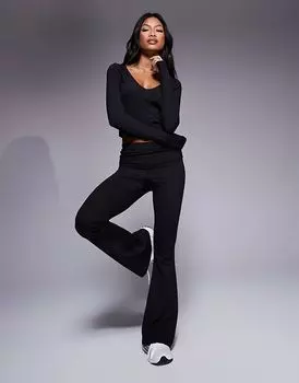 Мягкие на ощупь облегающие леггинсы с защипами на талии черного цвета ASOS 4505