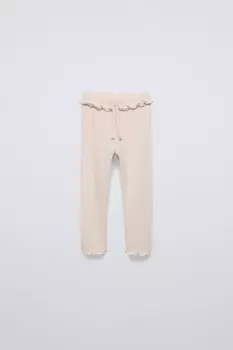 Мягкие на ощупь ребристовые леггинсы ZARA, экрю