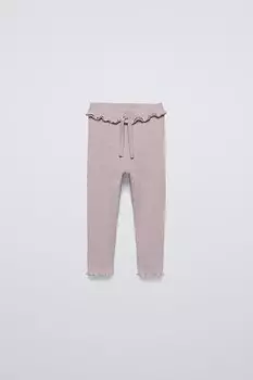Мягкие на ощупь ребристовые леггинсы ZARA, коричневый/серо-коричневый
